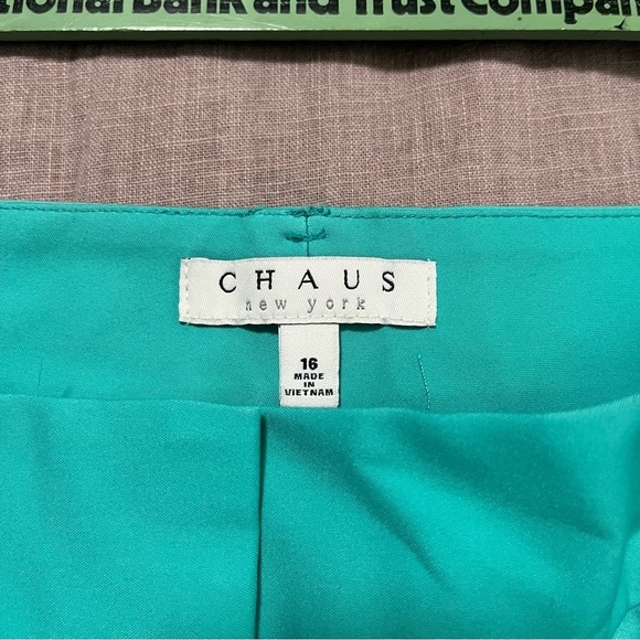 NWT Chaus New York turquoise trousers Plus Size 16 Zipper Pocket Business Party - Picture 6 of 7